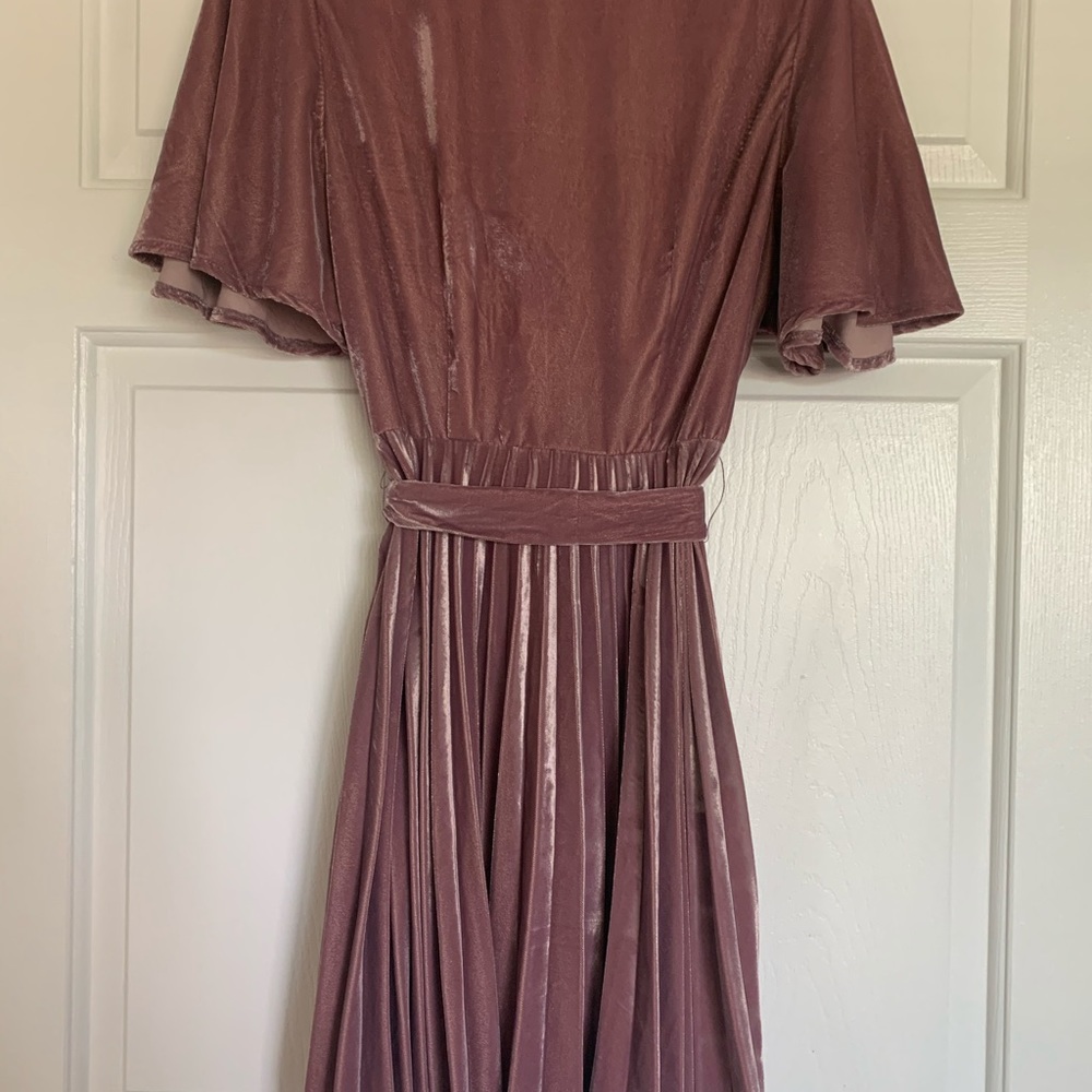 ASOS Velvet Wrap Front Pleated Skater Dress NWT - Picture 5 of 7